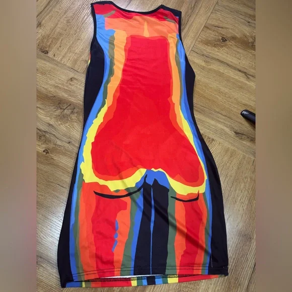 Vibrant Multicolor Bodycon Dress - Picture 2 of 3